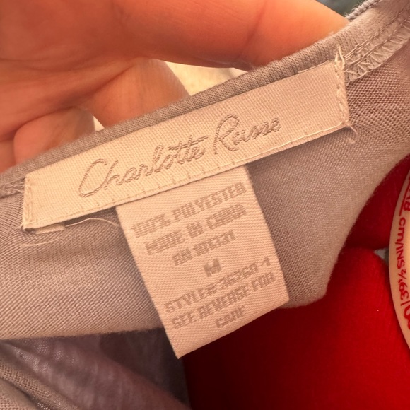 Charlotte Russe fashion top, grey/silver with sequin collar. Size medium. - Picture 8 of 8